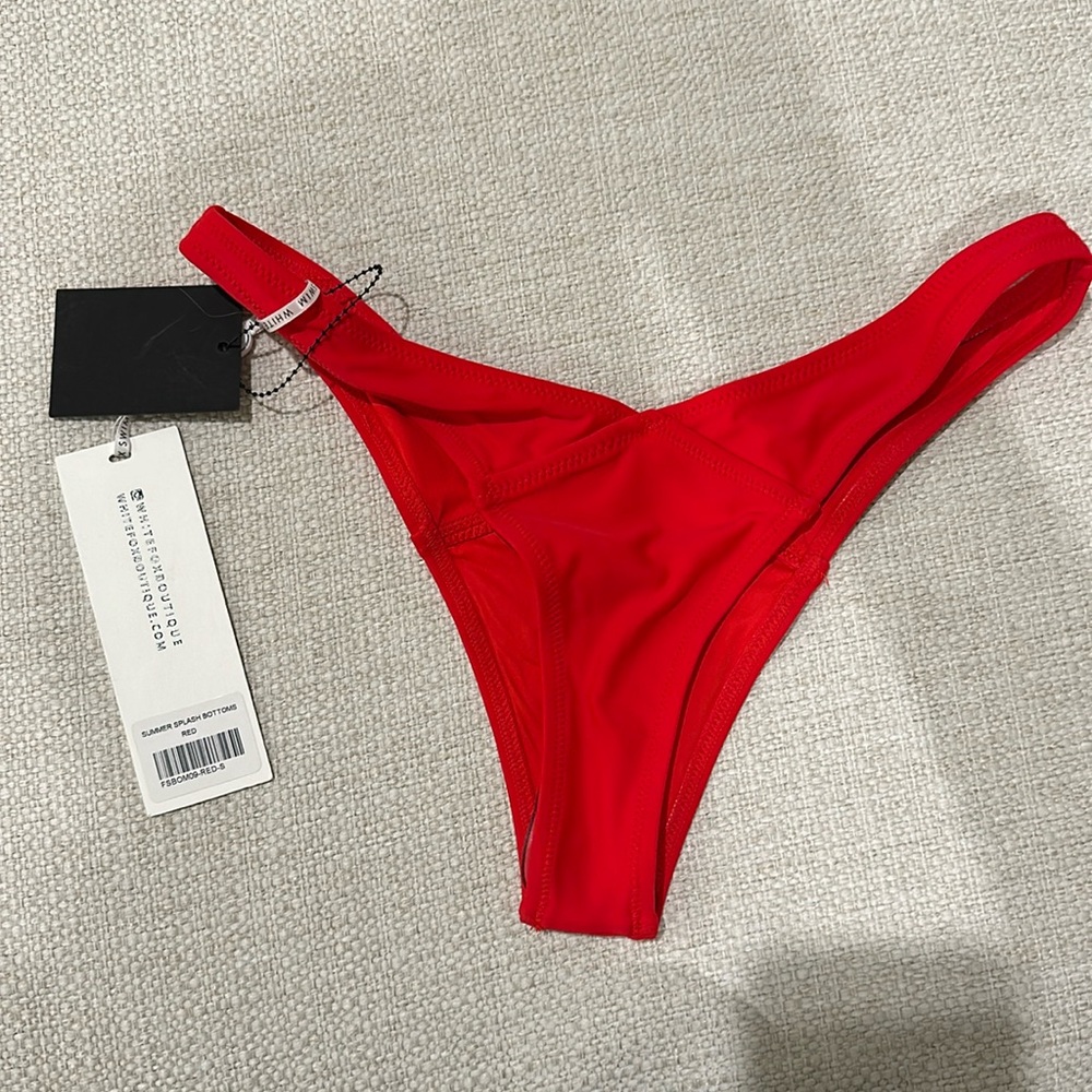 White fox Brazilian cut bikini bottom.